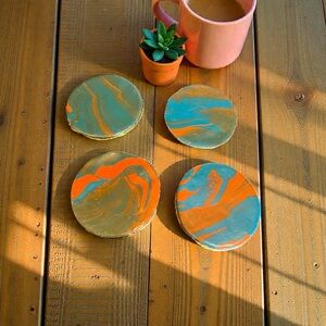 Handcrafted Polymer clay cup coasters 4PK